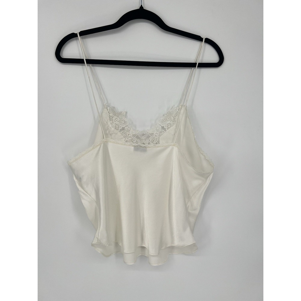 Pollinaise  Sequin Faux Pearl Lace Satin Camisole Women's L